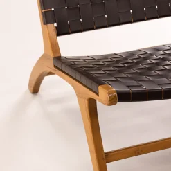 Rike Fåtölj i Brun Konstläder & Teak*Vind Discount