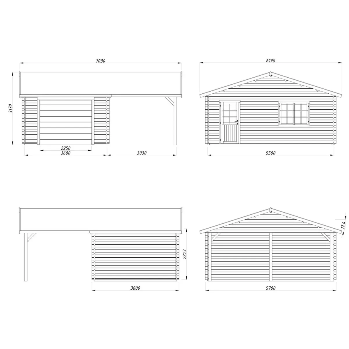 Roger med Carport 36,5 m2 och Takskjutport*Palmako Discount