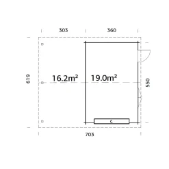 Roger med Carport 36,5 m2 och Takskjutport*Palmako Discount