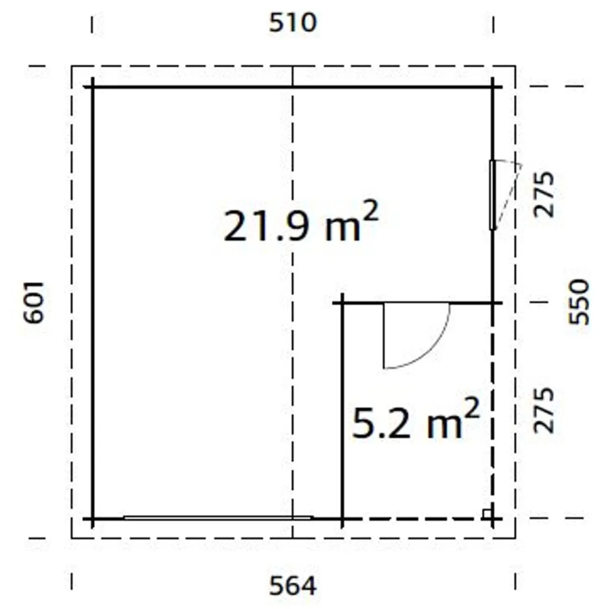 Roger 21,9 m2 utan Port