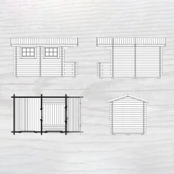 Sandsele 7 m² Fristående Bastuhus med Altan & Glasdörr*Baseco