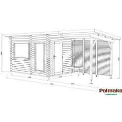 Sanna 13,5 m² Fristående Byggsats med Pulpettak*Palmako