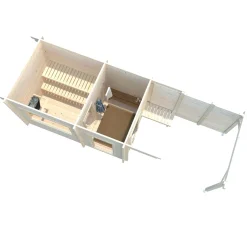 Sanna 13,5 m² Fristående Byggsats med Pulpettak*Palmako