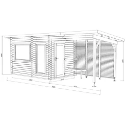 Sanna 13,5 m² Fristående Byggsats med Pulpettak*Palmako