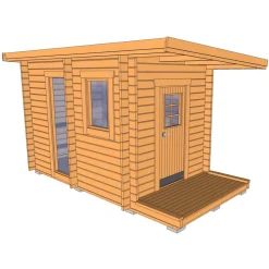 Skansnäs Funkis 7 m² Fristående Utebastu med Altan & Pulpettak*Baseco Sale