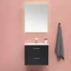 Slim Svart Ek 60 med Lådor och Spegel Luna LED*4AQUA Outlet