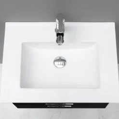 Slim Svart Ek 60 med Lådor och Spegel Luna LED*4AQUA Outlet