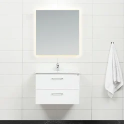 Slim Vit 80 med Lådor och Spegel Luna LED*4AQUA Best