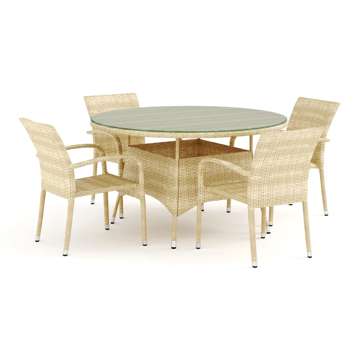 Thor utomhus rund matgrupp 140 cm med 4 Thor Light Trädgårdsfåtölj*Comfort Garden