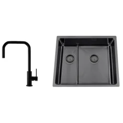 Titan 53 KHX Nickel med Köksblandare Steel Accent Square Shadow*Nordic Tech New