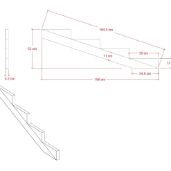 Vangstycke 4 steg - Stegdjup 39 cm*PLUS Outlet