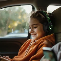 Wireless Over-Ear LED Ljus Lång Batteritid Bluetooth*Minecraft