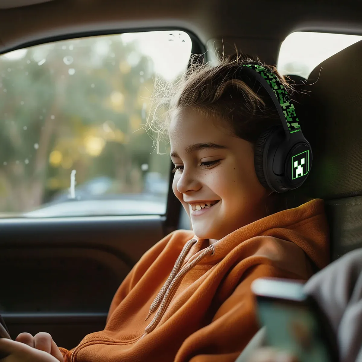 Wireless Over-Ear LED Ljus Lång Batteritid Bluetooth*Minecraft