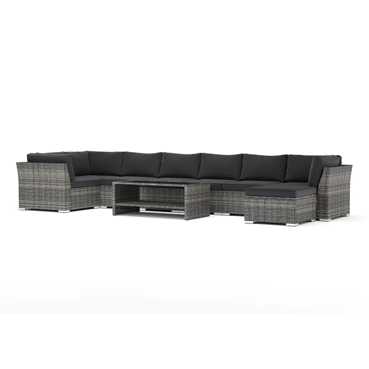 Wisconsin utomhus U-soffa 8-sits med vändbar divan